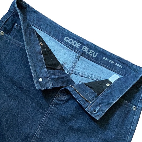 Denim Shirt, Dark Blue Midi Denim Skirt, Code Bleu Denim Skirt, Midi Denim Skirt - Picture 8 of 13